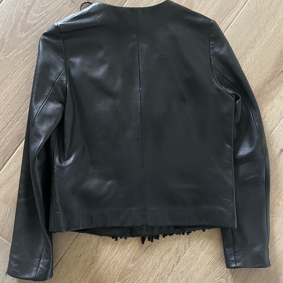 Sandro Leather Fringe Jacket | Size 1 fits like a 2/4 - Picture 6 of 7